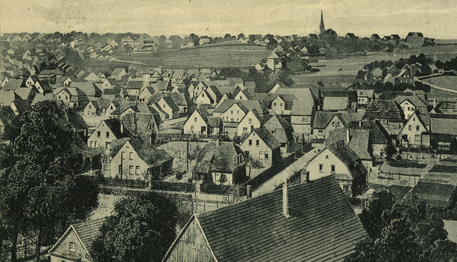 Blick über die Kolonie Radbod in Richtung Dorf Hövel, 1918