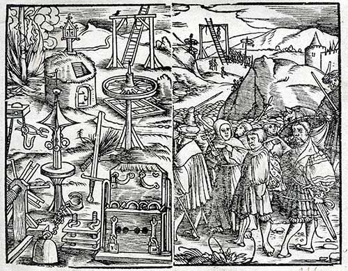 Titelbild der „Constitutio Criminalis Carolina“ (1532) oder auch „Peinliche Halsgerichtsordnung Kaiser Karls V.“