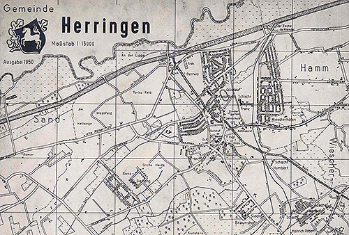 Plan der Gemeinde Herringen, 1950 (Ausschnitt)