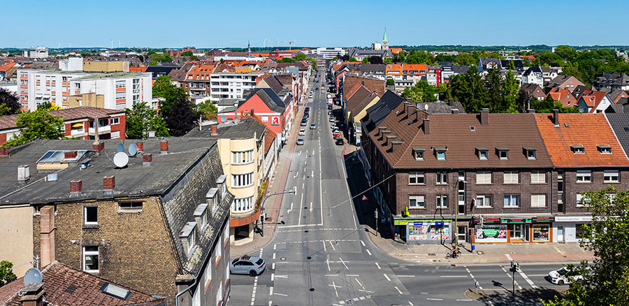 Luftbildaufnahme der Kreuzung Alleestraße/Werler Straße