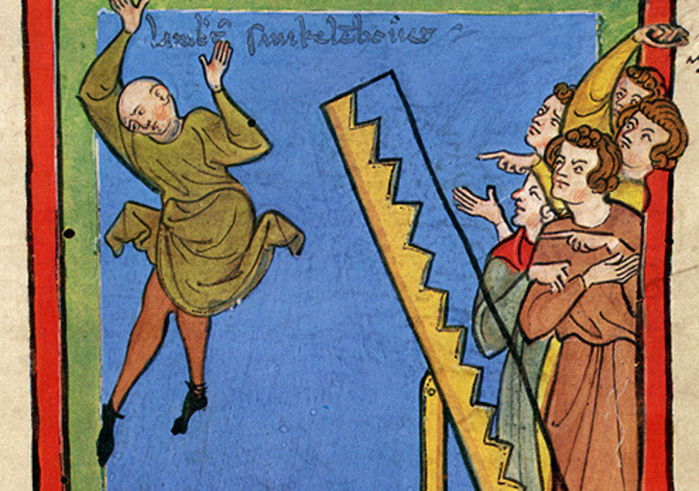 Die Wippstrafe. Miniatur aus dem Soester „Nequambuch“, einem Acht- und Schwurbuch der Stadt Soest aus dem 14./15. Jahrhundert Die Wippstrafe. Miniatur aus dem Soester „Nequambuch“, einem Acht- und Schwurbuch der Stadt Soest aus dem 14./15. Jahrhundert