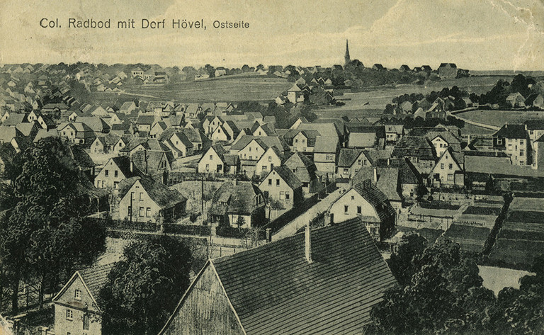Blick über die Kolonie Radbod in Richtung Dorf Hövel, 1918