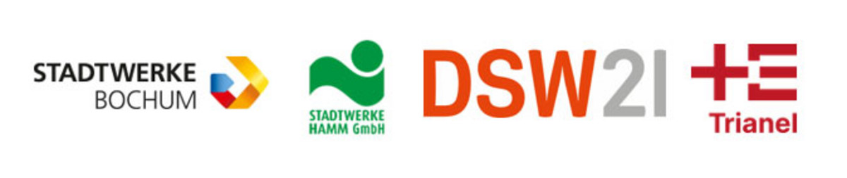 Logoleiste Stadtwerke Bochum, Stadtwerke Hamm, DSW21 und Trianel