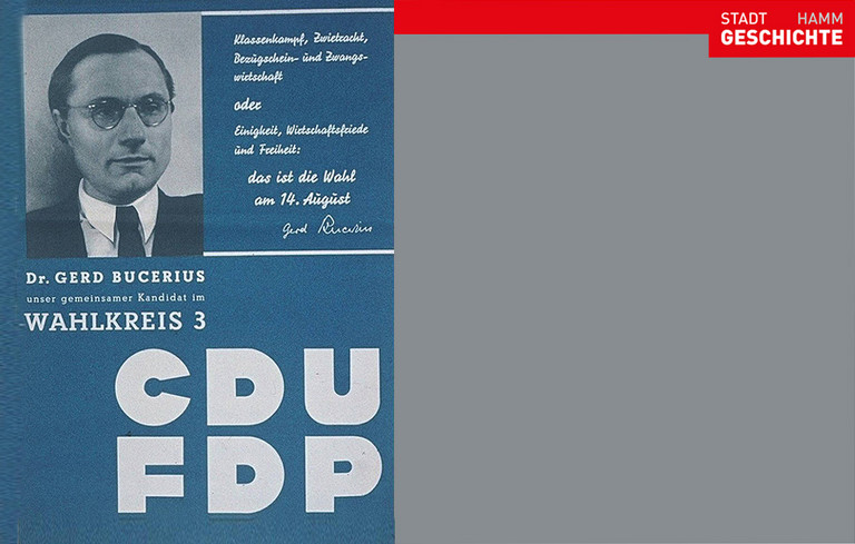 Wahlplakat der CDU/FDP zur 1. Bundestagswahl am 14. August 1949