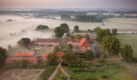 Luftbild Schloss Oberwerries, Lippeauen im Morgennebel