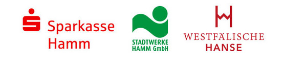 Logoleiste mit den Logos der Sparkasse Hamm, den Stadtwerken Hamm und der Westfälischen Hanse