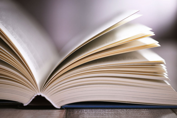 Komposition mit einem aufgeschlagenen Buch auf dem Tisch 