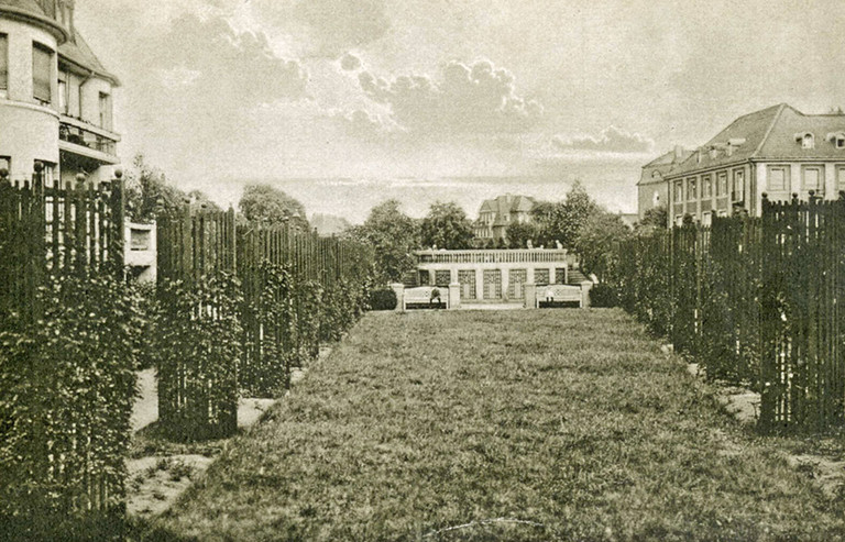 Rosengarten im Südring, Blick nach Osten auf das Rondell, um 1920 Rosengarten im Südring, Blick nach Osten auf das Rondell, um 1920