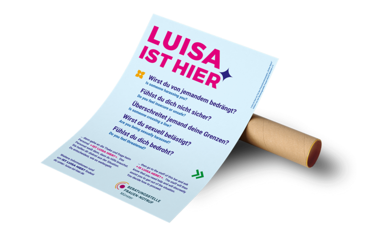 Plakat der Kampagne "Ist Luisa hier?"