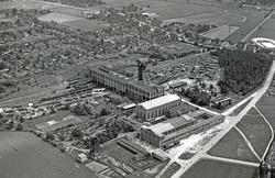 Luftbild Schacht Franz, daran anschließend die Siedlung Isenbecker Hof, um 1956.