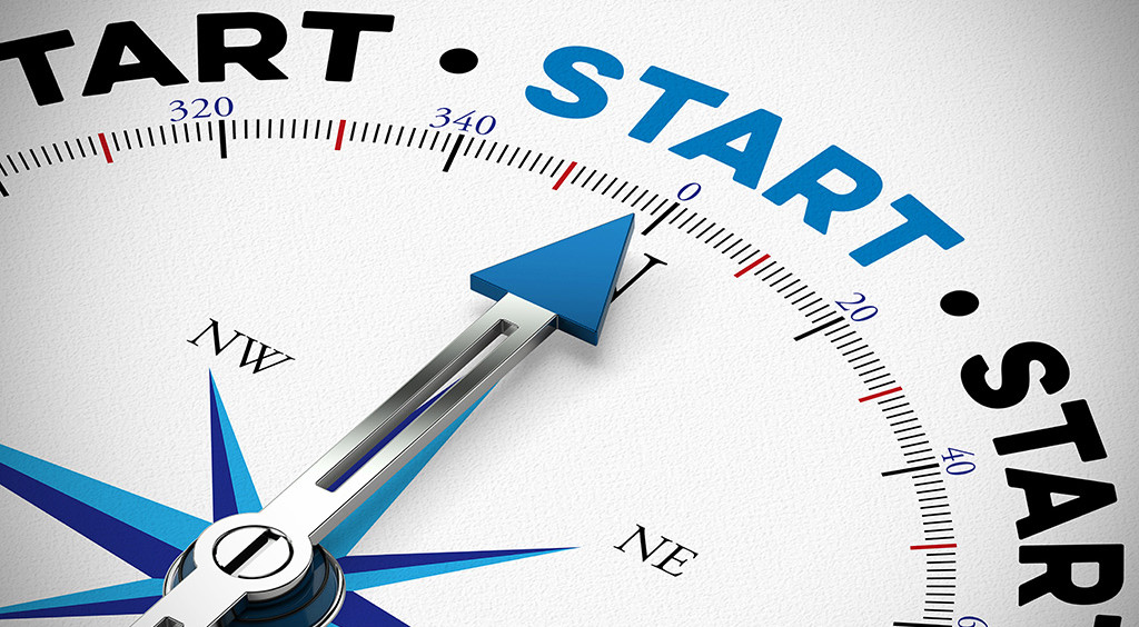 Ein Kompass dessen Nadel auf das Wort ''Start'' zeigt 