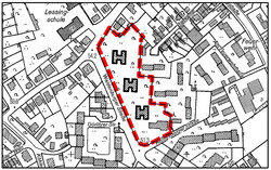 Ein Auszug aus dem Stadtplan mit der Abgrenzung des Baugebietes.