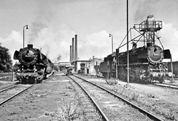 Zwei Dampflokomotiven um 1965