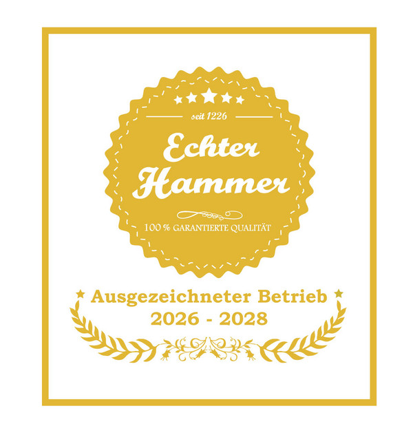 Siegel "Echter Hammer - ausgezeichneter Betrieb"