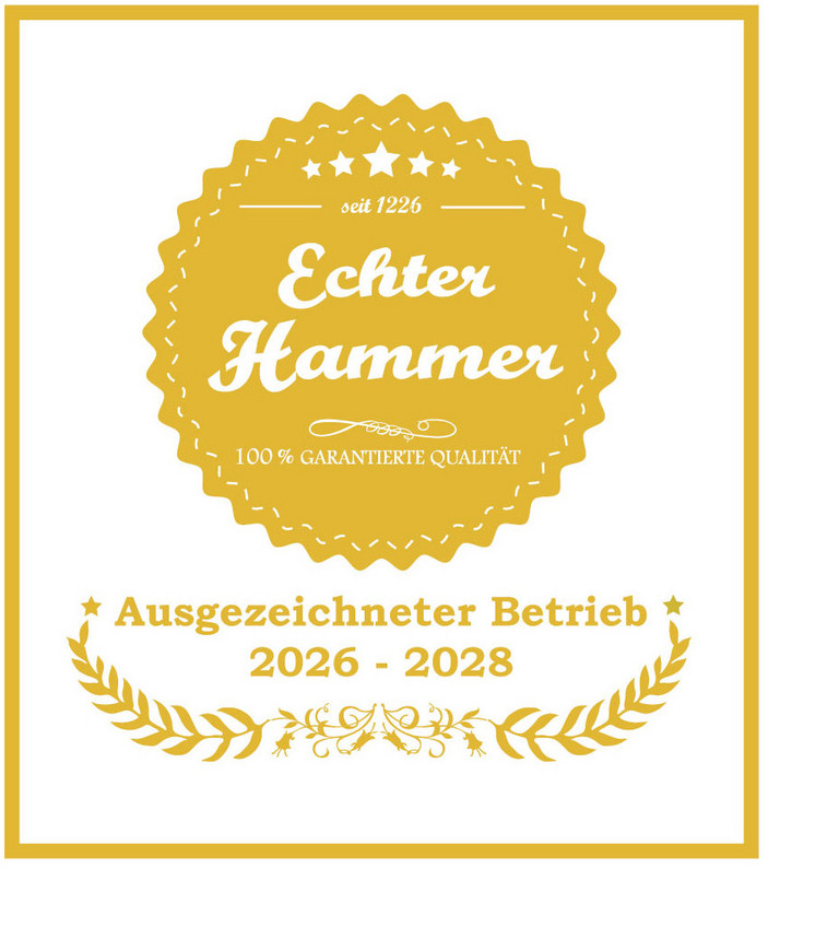Siegel "Echter Hammer - ausgezeichneter Betrieb"