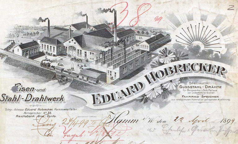 Briefkopf mit Werksansicht des Eisen- und Stahlwerkes Eduard Hobrecker