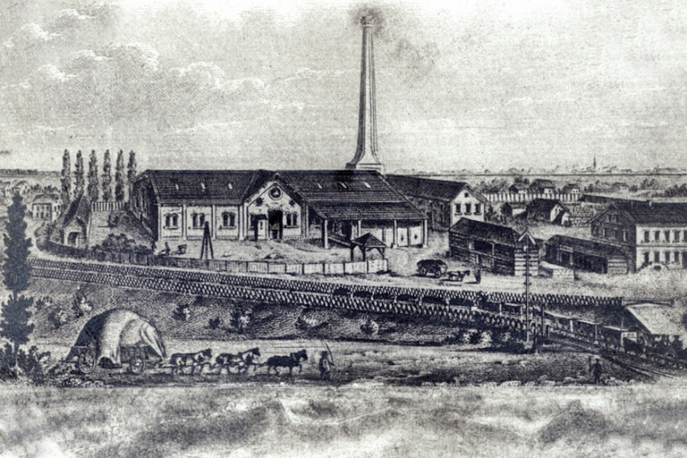 Historische Ansicht der Nordener H&uuml;tte um 1874