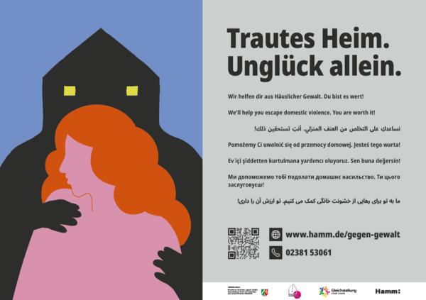 Großflächenplakat mit dem Hauptmotiv der Kampagne gegen Häusliche Gewalt