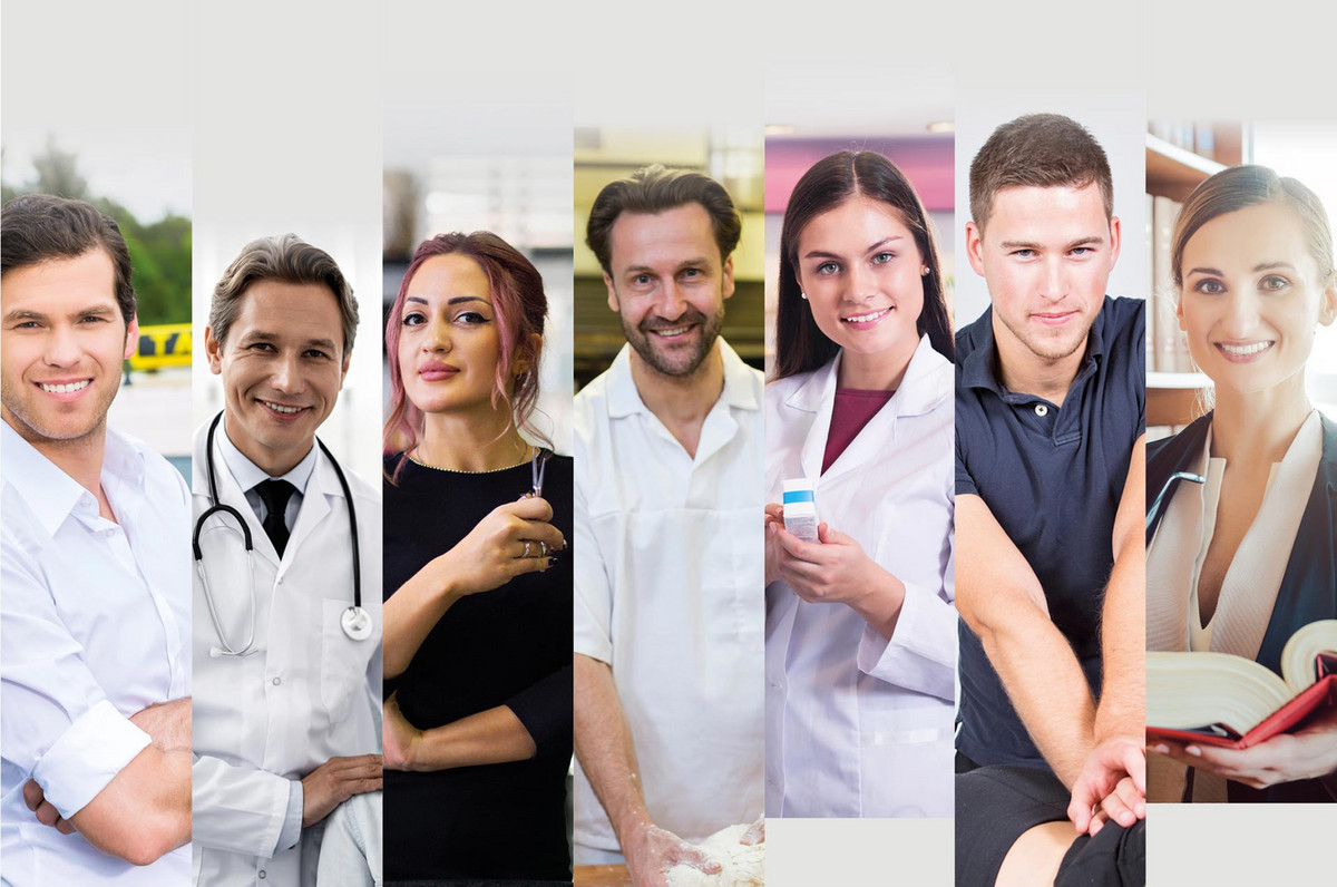 Montage von Personen aus verschiedenen Berufen