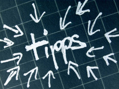 Kreidetafel mit Wort Tipps