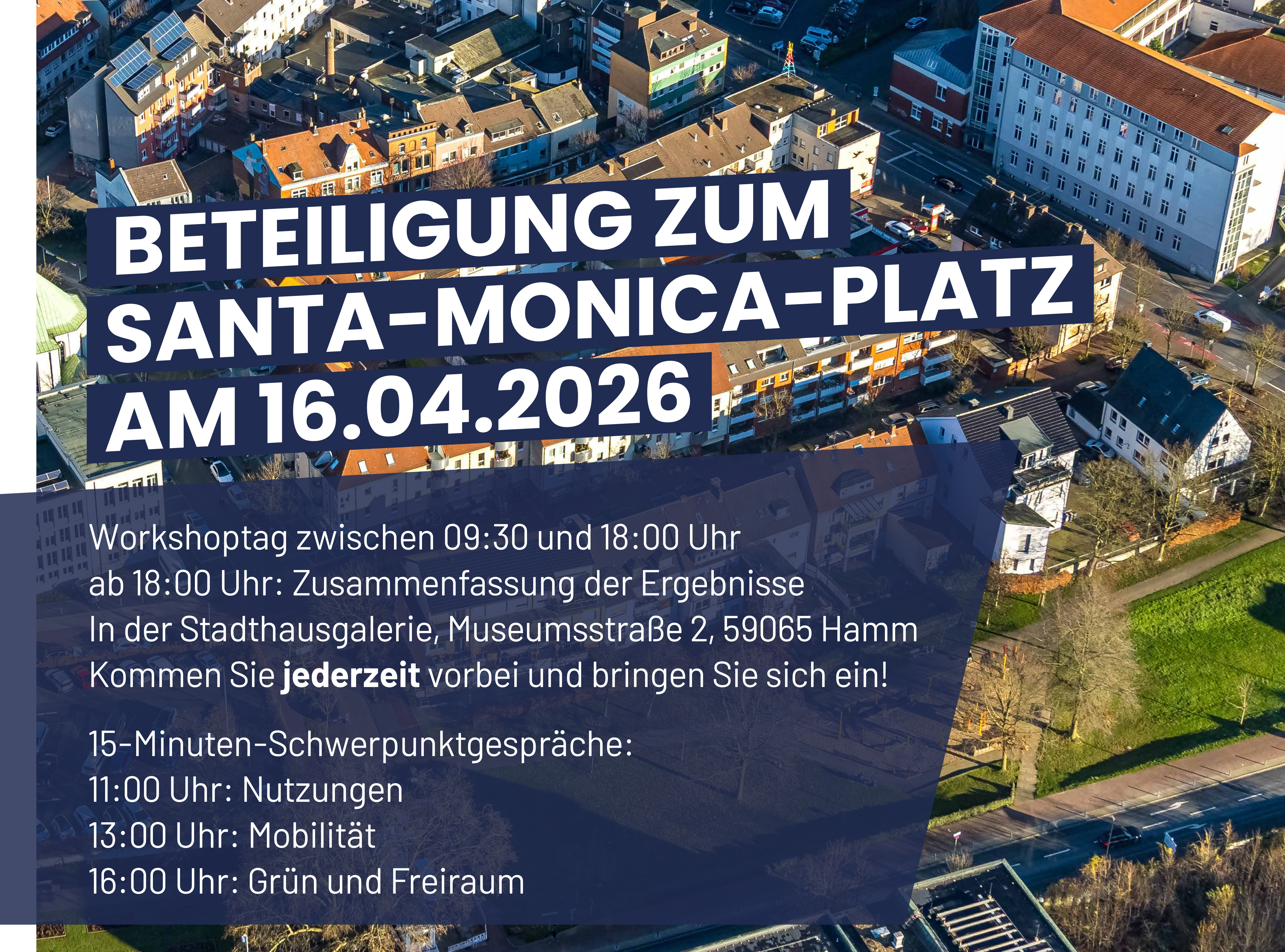 Plakat "Beteiligung zum Santa-Monica-Platz"