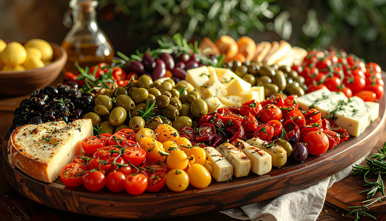 Mediterrane Fingerfood-Platte mit Oliven und Antipasti