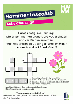 PDF zeigt die März Challenge für den Hammer Leseclub