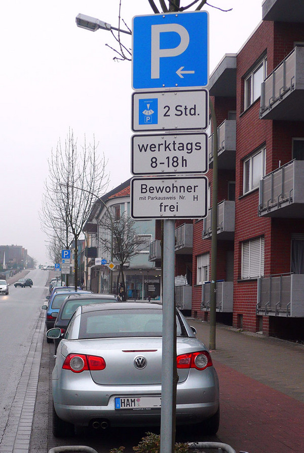 Beschilderung einer Bewohnerparkzone