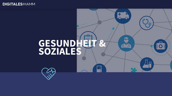 Screenshot des Bereichs ''Gesundheit & Soziales" aus der Internetseite ''https://digitaleshamm.de'' 