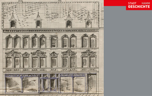 Aufrisszeichnung der Gaststätte Oberg mit Theatersaal an der Weststraße, 1907 