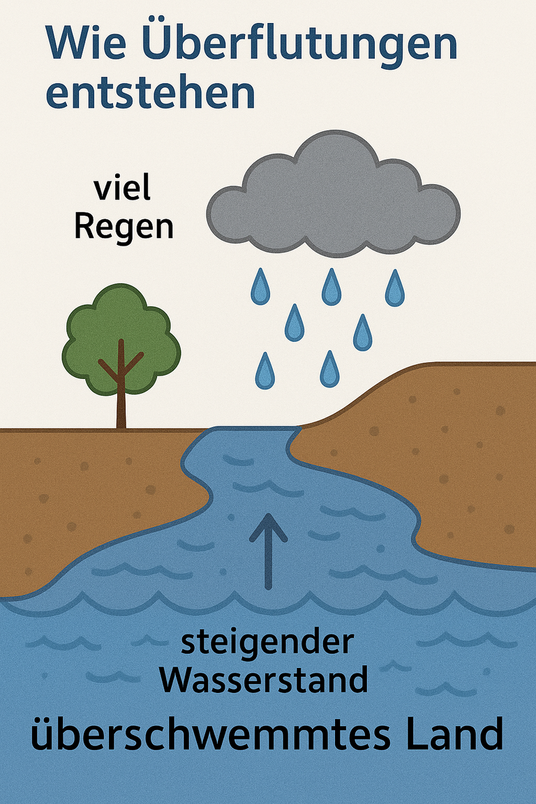 Das Bild zeigt wie Überflutungen entstehen.