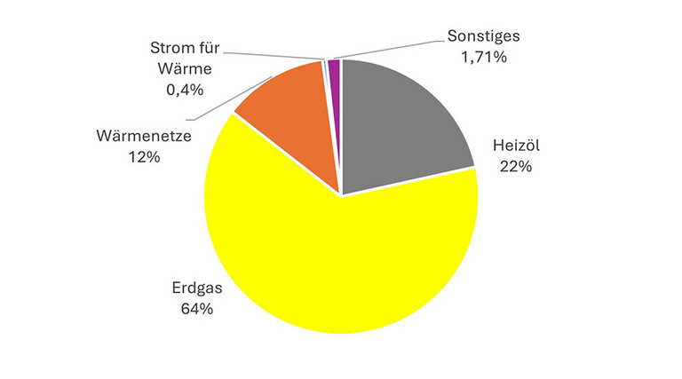Kreisdiagramm zur Aufteilung der Endenergie im Jahre 2021