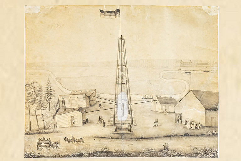 Zeichnung des Soleturms in Werries aus dem Jahre 1878