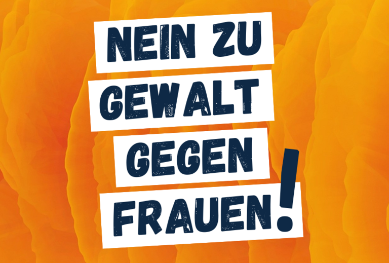 Schrift "Nein zu Gewalt gegen Frauen"
