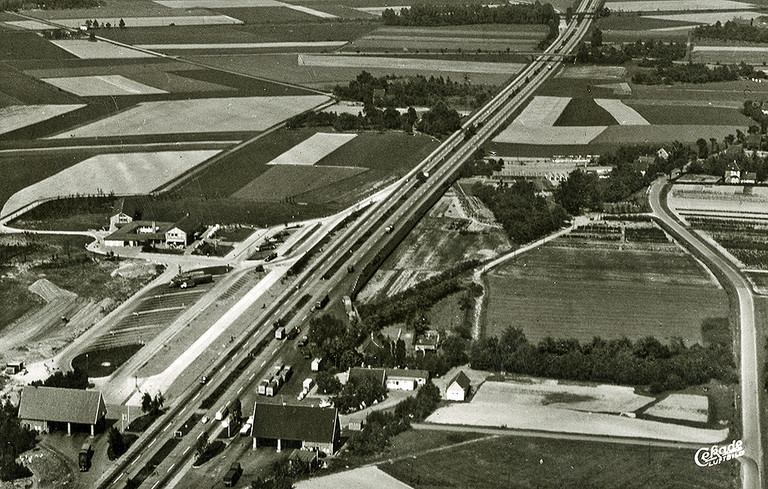 Luftaufnahme Rasthof und Tankstellen Rhynern, um 1960 Luftaufnahme Rasthof und Tankstellen Rhynern, um 1960