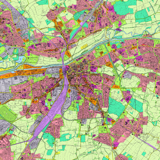 Das Bild zeigt den Flächennutzungsplan der Stadt Hamm.