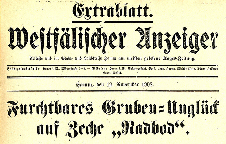 Extrablatt des Westfälischen Anzeigers Hamm vom 12. November 1908