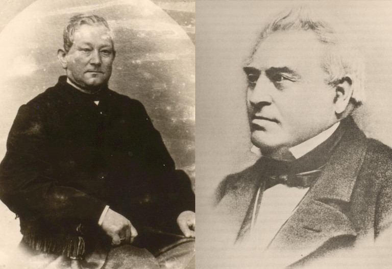 Portraitaufnahme von Johann Karl Hobrecker (links) und Caspar Josef Cosack 