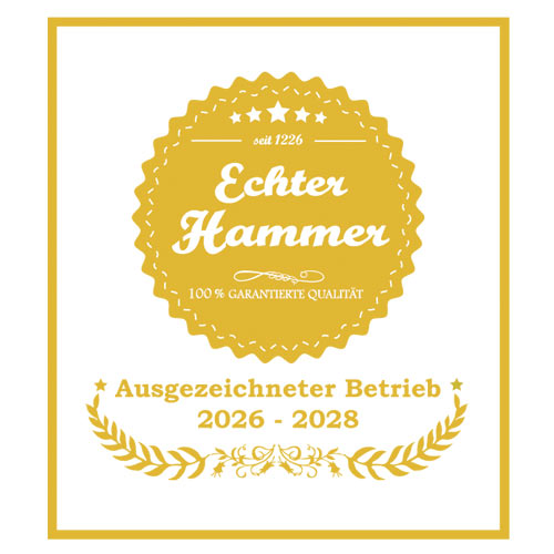 Logo "Echter Hammer - ausgezeichneter Betrieb"
