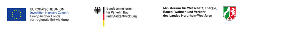 Logoleiste mit dem Logo der Europäischen Union, des Bundesministeriums für Verkehr, Bau und Stadtentwicklung sowie dem Logo des Landesministerium für Wirtschaft, Energie, Bauen, Wohnen und Verkehr
