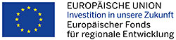 EFRE Foerderhinweis deutsch farbig 250 Logo Europäische Union - Investition in unsere Zukunft Europäischer Fonds für regionale Entwicklung