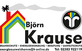 Logo mit Email und Telefonnummer von Schornsteinfeger Björn Krause