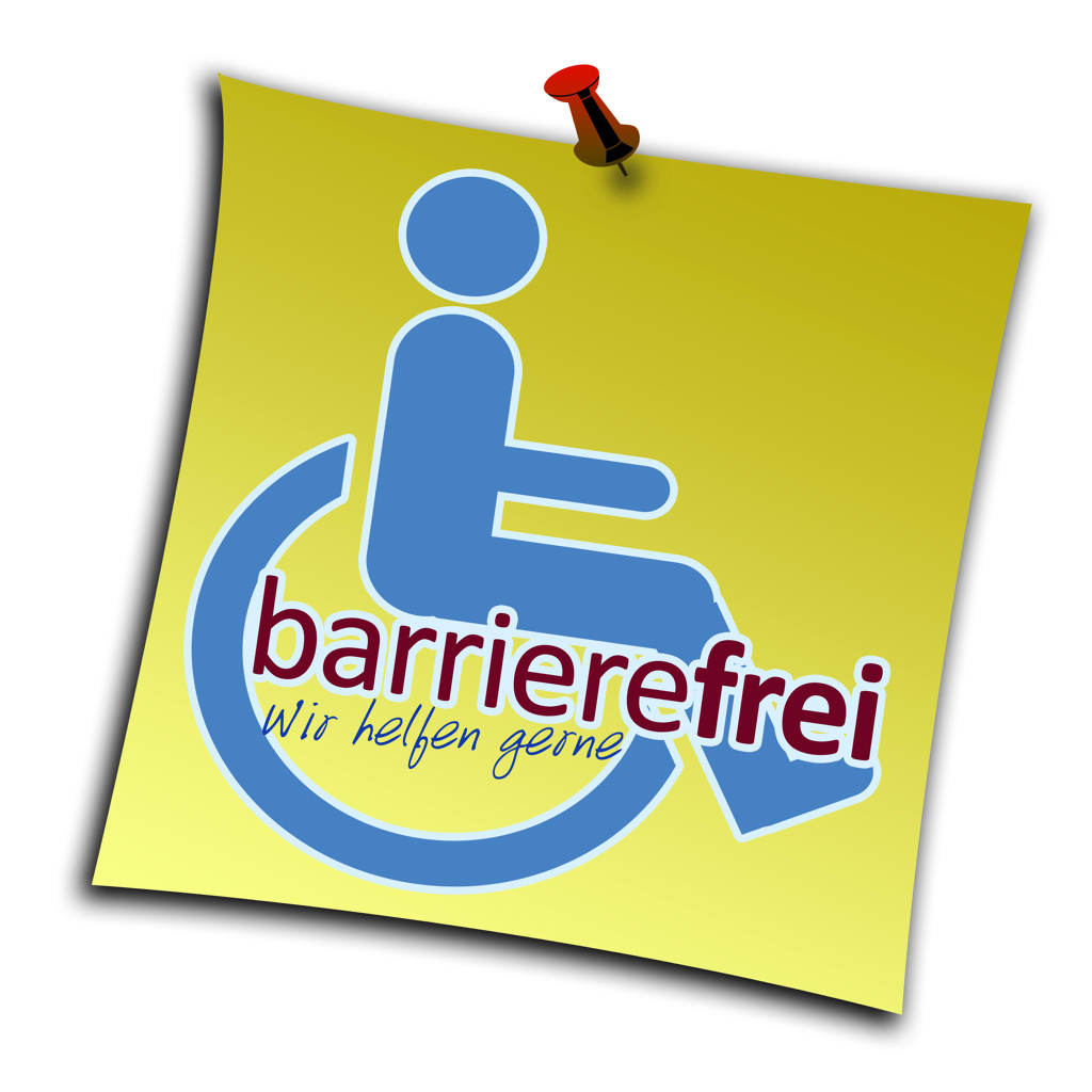Logo "Barrierefrei", Männchen im Rollstuhl