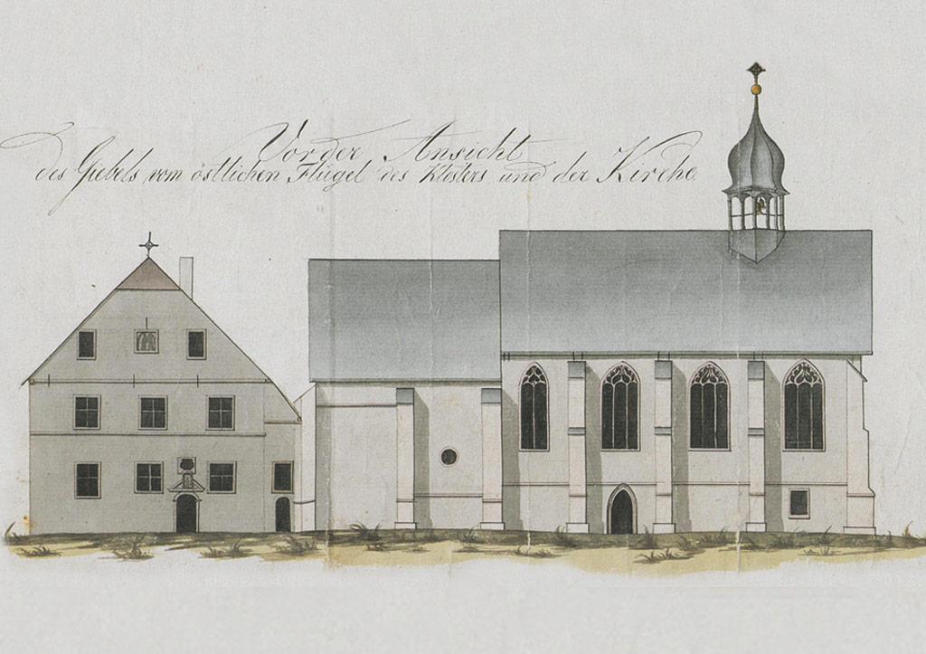 Klosterkirche und Giebel des Abteiflügels des Kloster Kentrop
