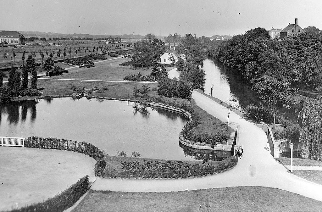 Die Nordringanlagen, gesehen von Westen nach Osten von der Münsterstraße, um 1925 