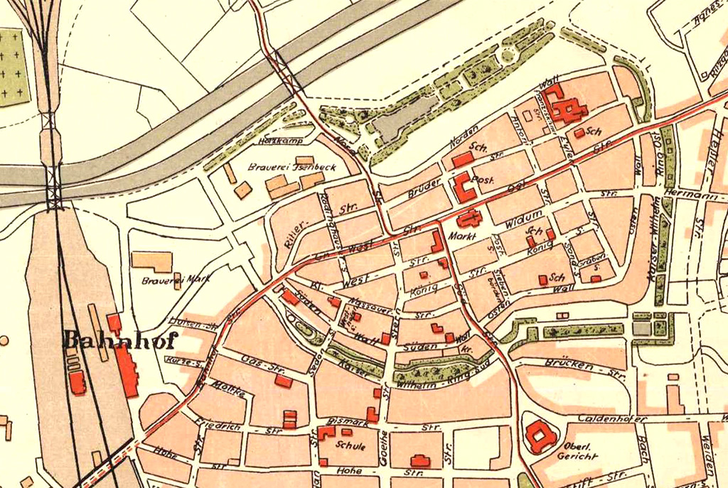 Plan des Stadtkreises Hamm, 1919 (Ausschnitt)