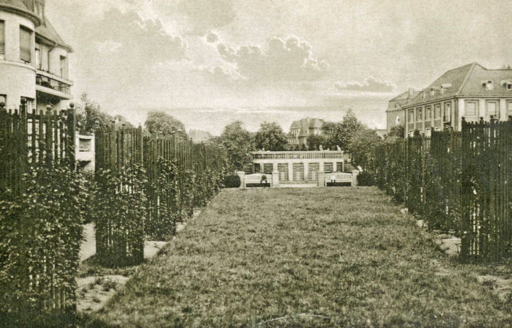 Rosengarten im Südring, Blick nach Osten auf das Rondell, um 1920