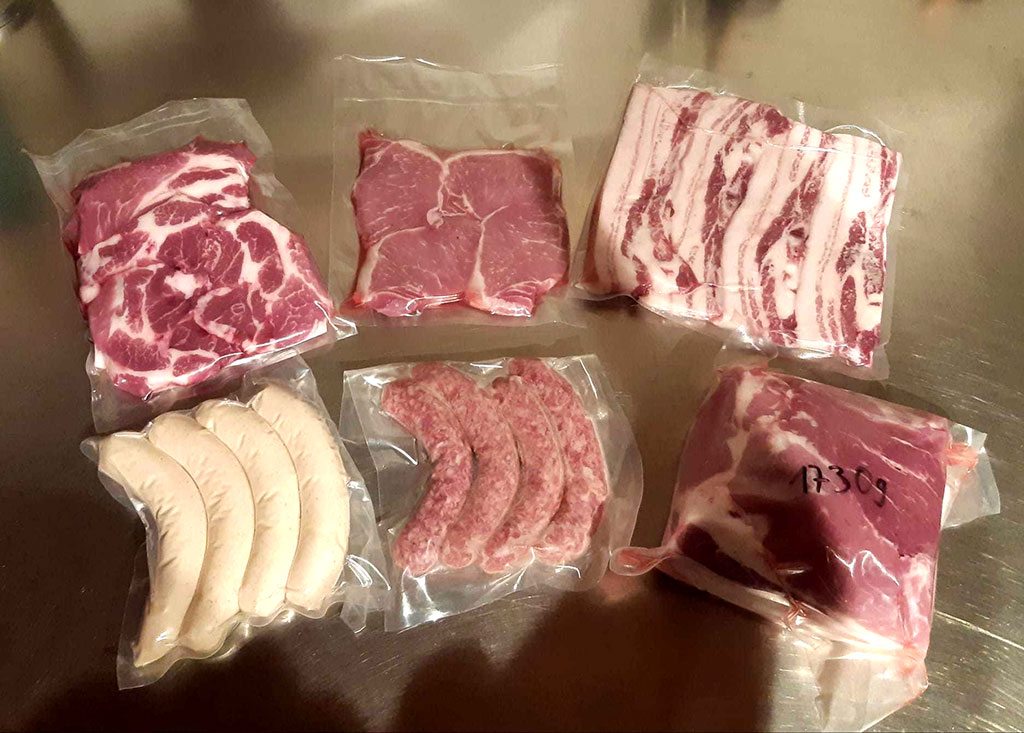 Gp dl In Folie eingeschweißte Wurst und Fleisch der Nutztier-Arche-Naujokat