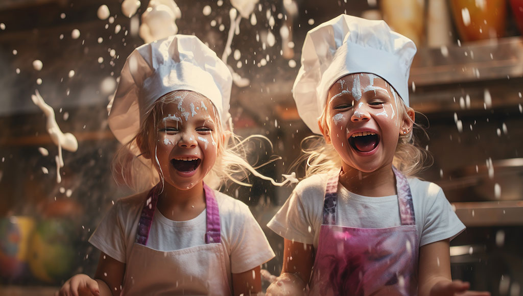 Fröhliche Kinder backen Kekse Fröhliche Kinder backen Kekse