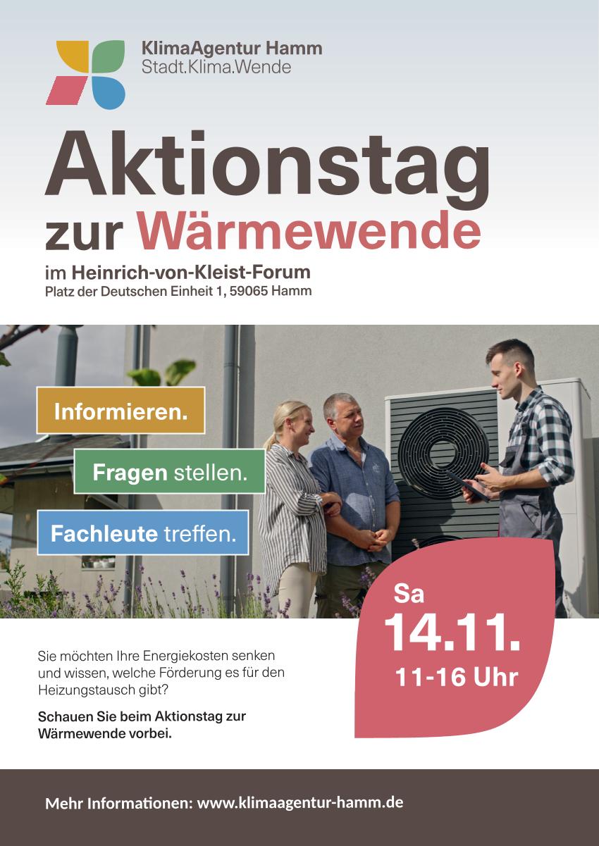 Flyer (Seite 1) zum Aktionstag Wärmewende mit Datum 14.11.2026